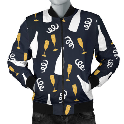 Champagne Pattern Print Design 01 Men Bomber Jacket