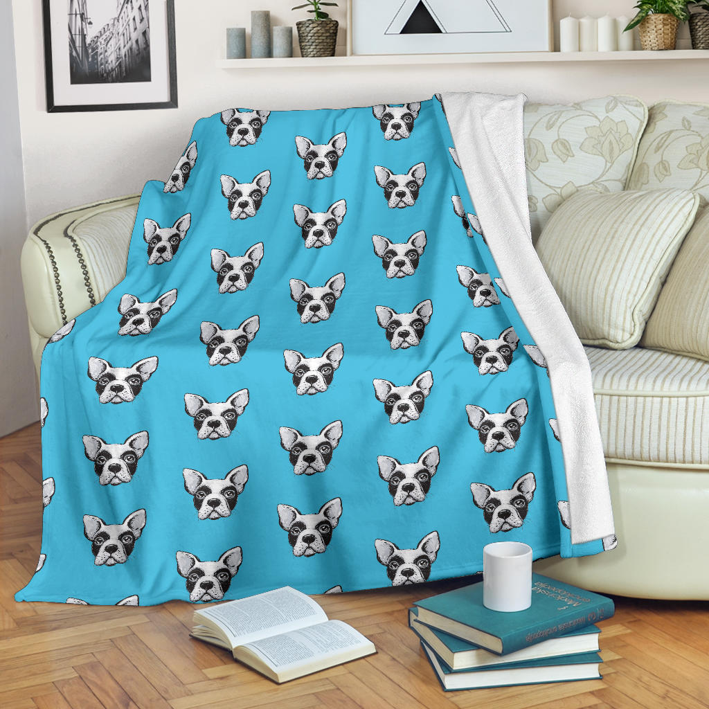 Boston Terrier Pattern Print Design 01 Premium Blanket