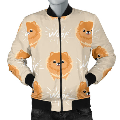Pomeranians Pattern Print Design A04 Men Bomber Jacket