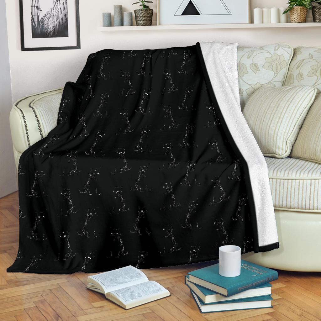 Black Cat Pattern Print Design 03 Premium Blanket