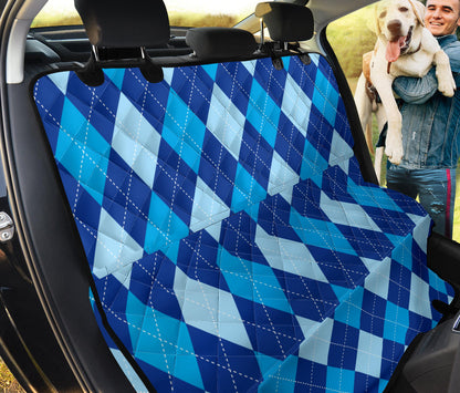 Argyle Blue Pattern Print Design 02 Rear Dog Car Seat Cover Hammock