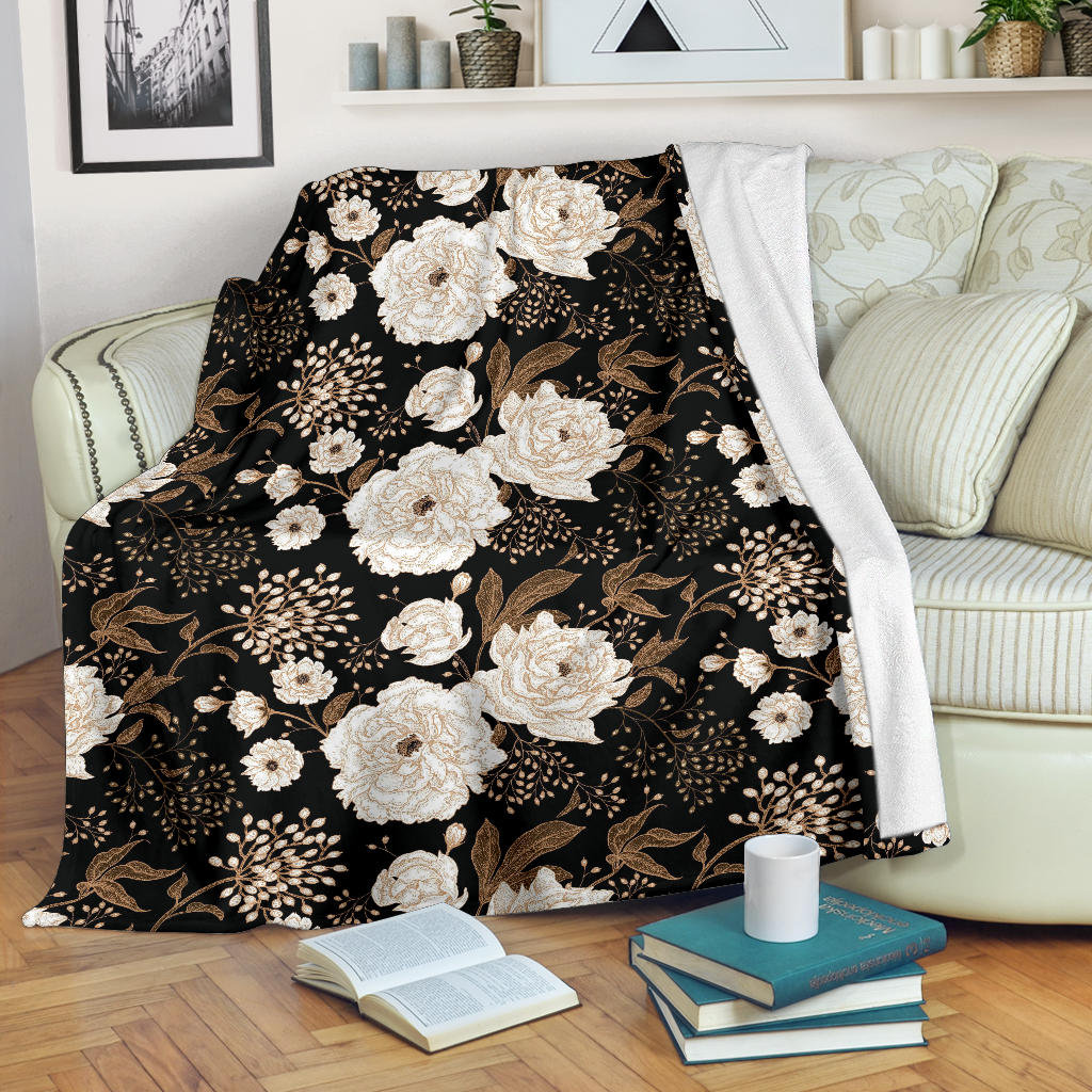 Peony Pattern Print Design A02 Premium Blanket