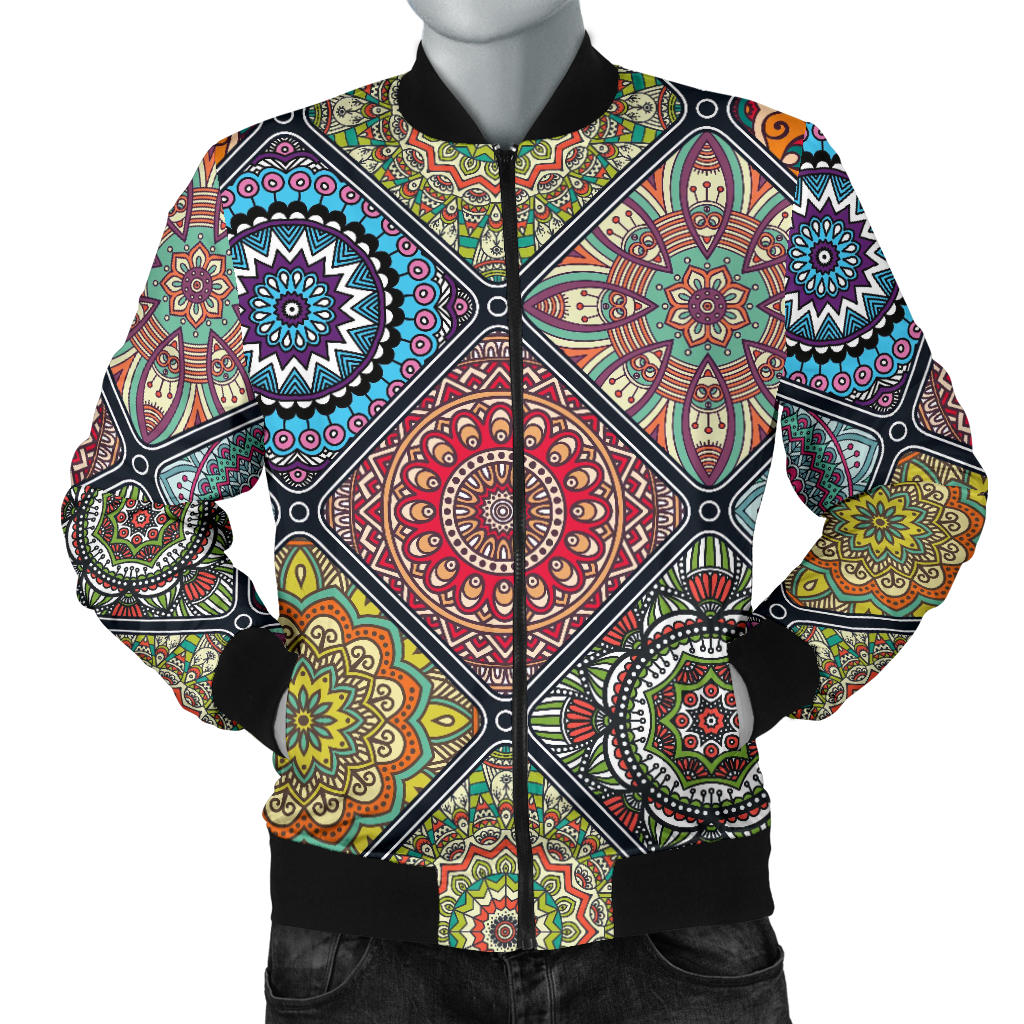 Bohemian Pattern Print Design 05 Men Bomber Jacket