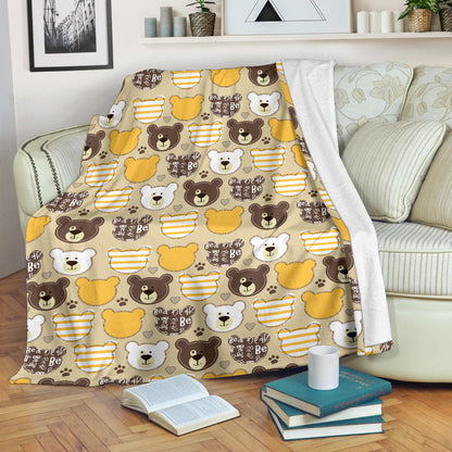 Bear PatchworkPattern Print Design 01 Premium Blanket