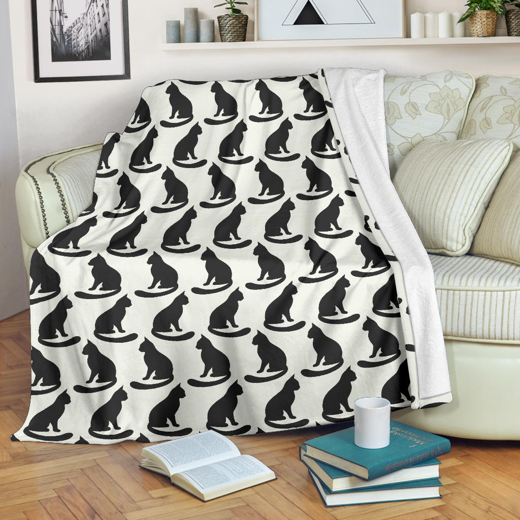 Black Cat Pattern Print Design 02 Premium Blanket