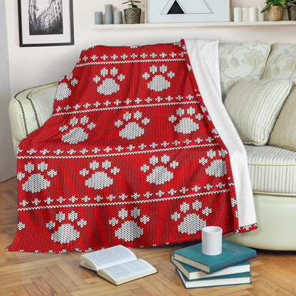Knit Paw Pattern Print Design 03 Premium Blanket