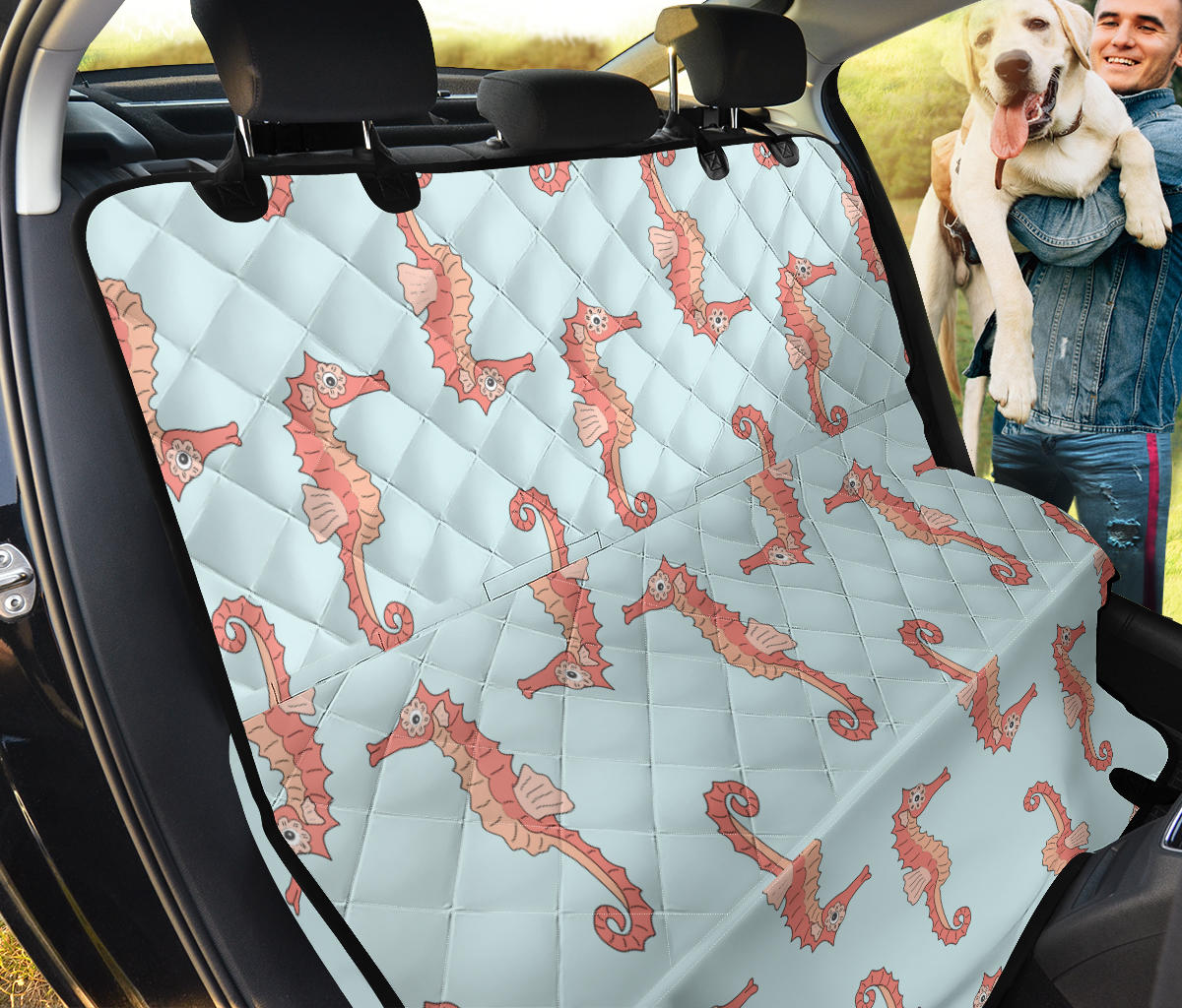 SeaHorse Pattern Print Design 01 Rear Dog Car Seat Cover Hammock
