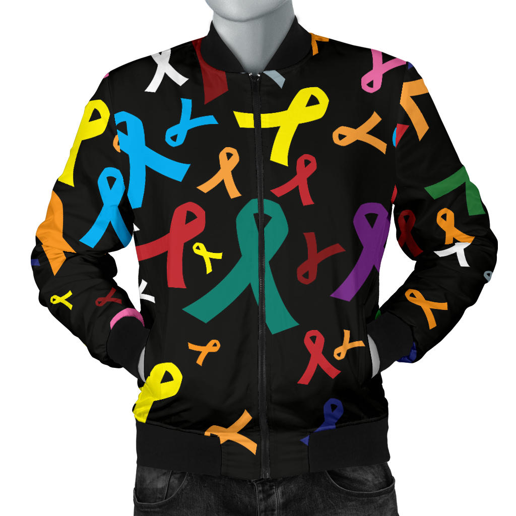 Cancer Awareness Pattern Print Design 03 Men Bomber Jacket