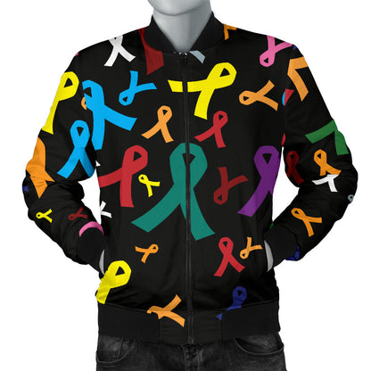 Cancer Awareness Pattern Print Design 03 Men Bomber Jacket