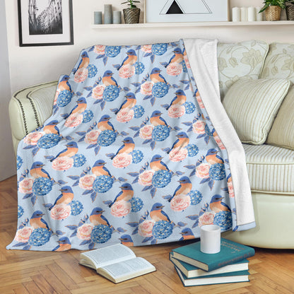 Bluebird Pattern Print Design 01 Premium Blanket