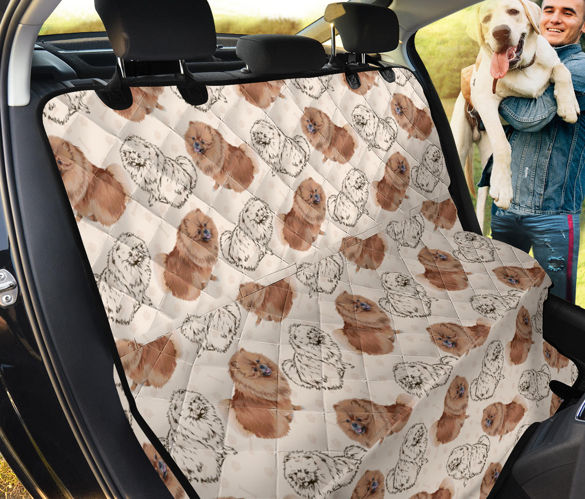 Pomeranians Pattern Print Design A01 Rear Dog Car Seat Cover Hammock