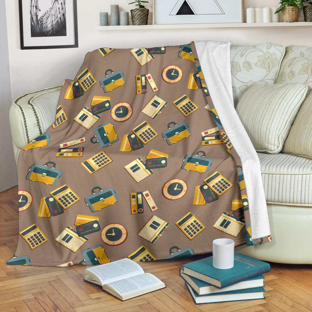 Accounting Financial Pattern Print Design 03 Premium Blanket