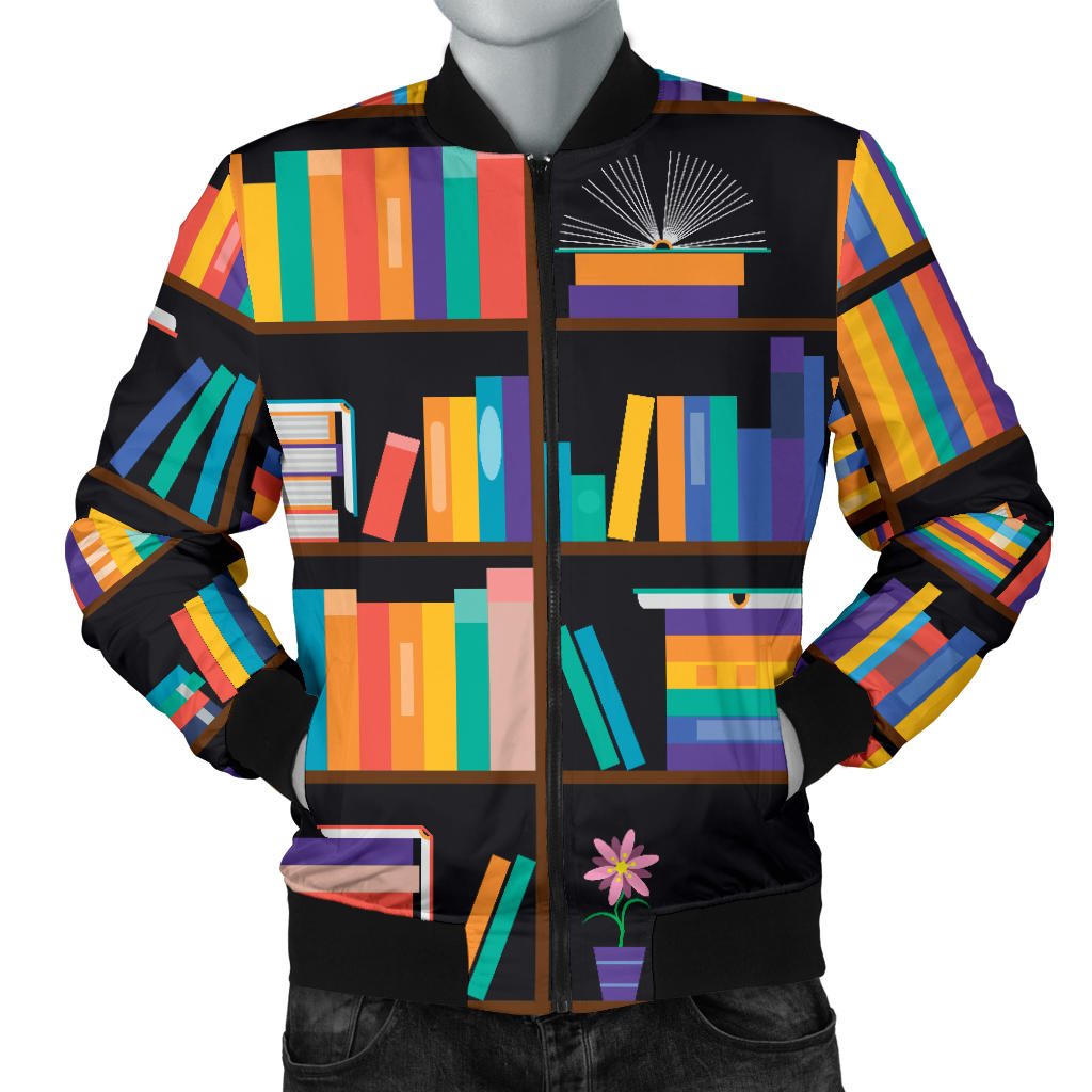 Book Pattern Print Design 05 Men Bomber Jacket