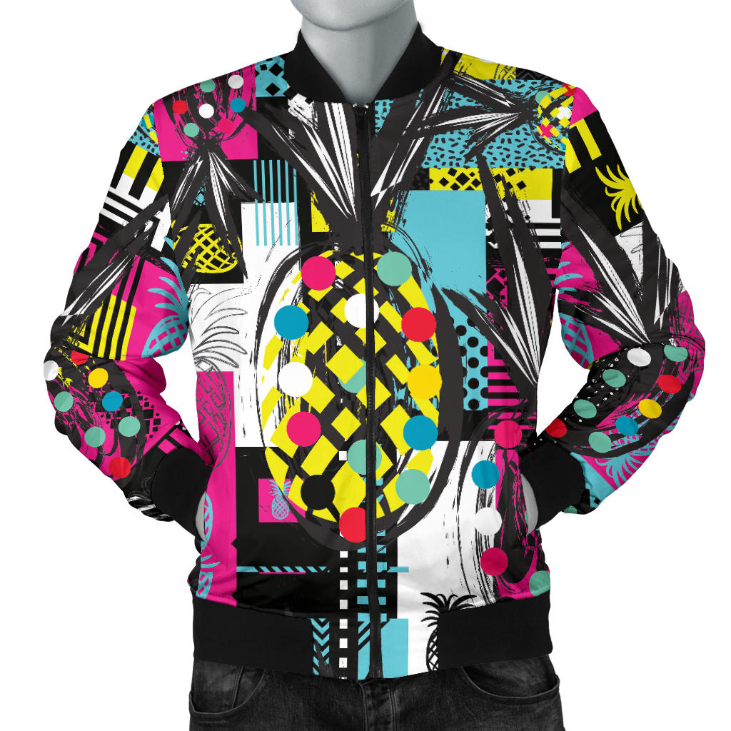 Pop Art Pineapple Pattern Print Design A02 Men Bomber Jacket
