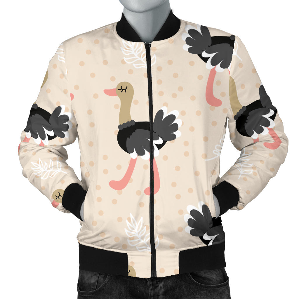 Ostrich Pattern Print Design 02 Men Bomber Jacket