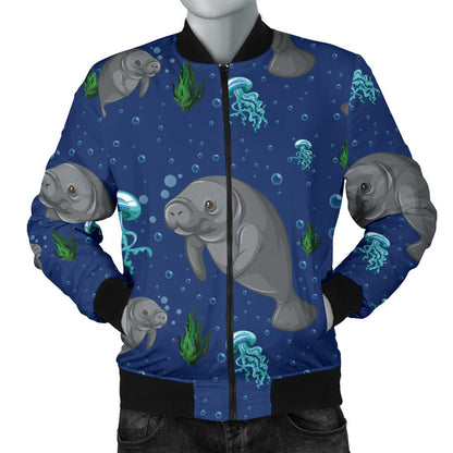 Manatee Pattern Print Design 01 Men Bomber Jacket