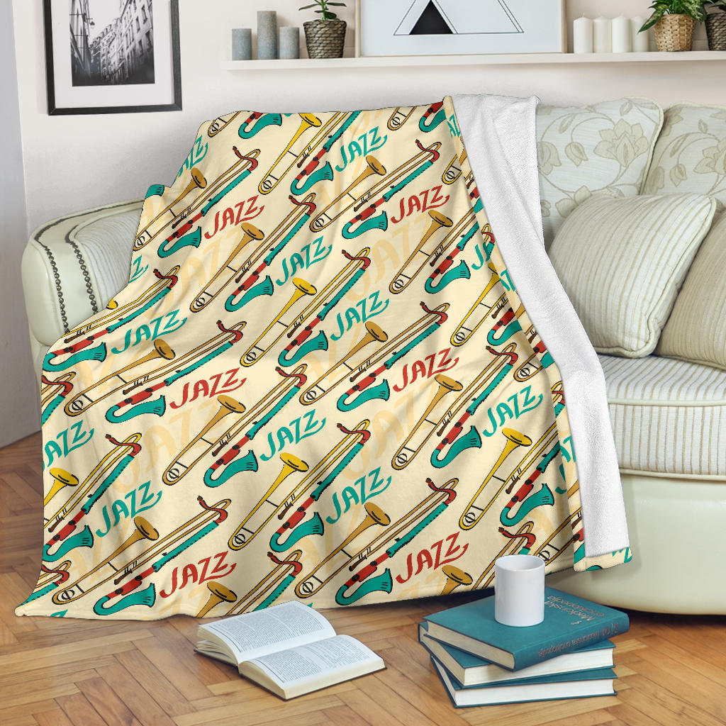 Trombone Pattern Print Design 03 Premium Blanket