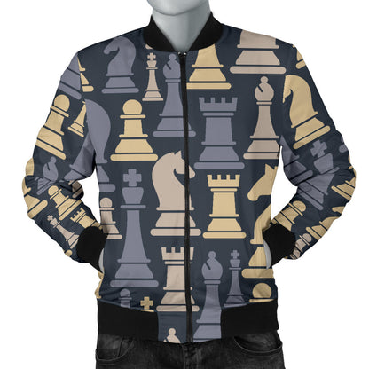 Chess Pattern Print Design 04 Men Bomber Jacket