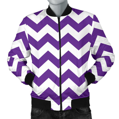 Chevron Purple Pattern Print Design 03 Men Bomber Jacket