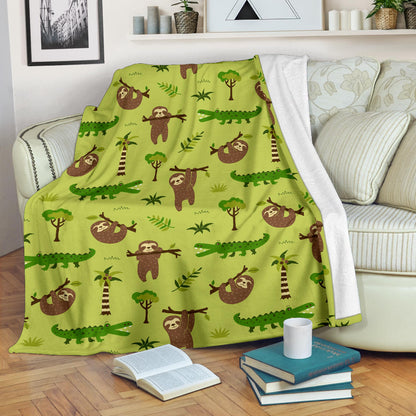 Alligator Pattern Print Design 04 Premium Blanket