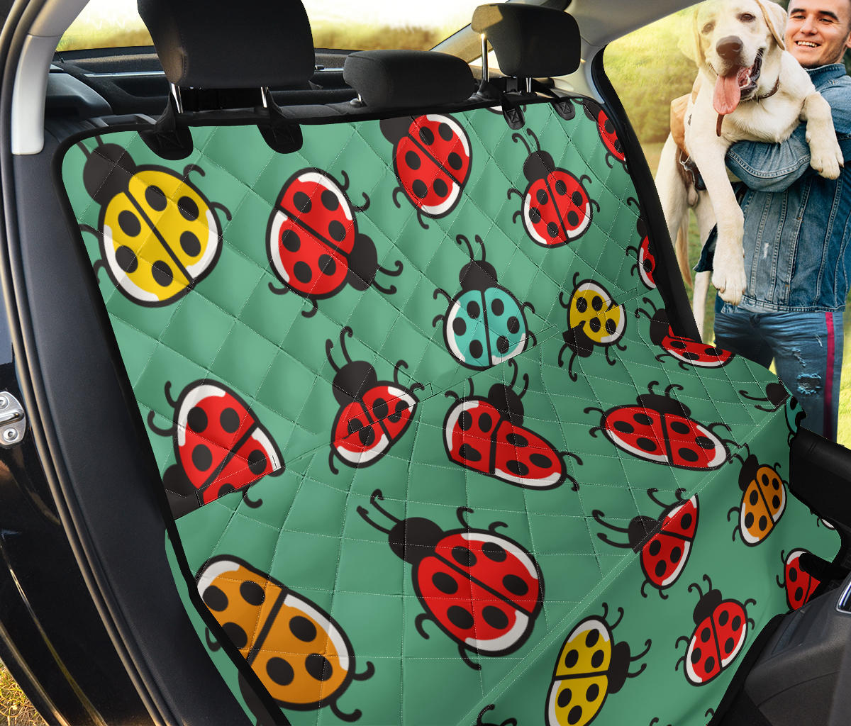 Ladybug Pattern Print Design 02 Rear Dog Car Seat Cover Hammock