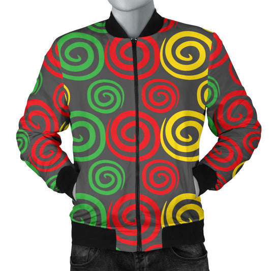 Rastafarian Pattern Print Design A05 Men Bomber Jacket
