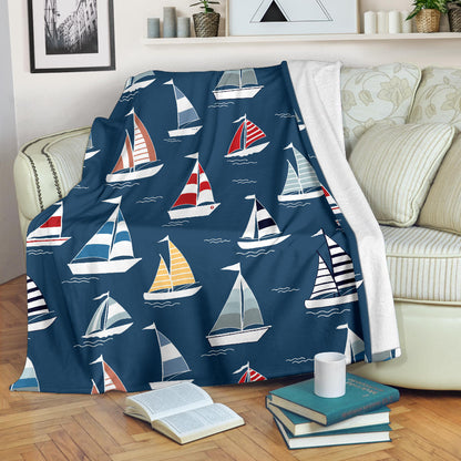 Sailing Ships Pattern Print Design A04 Premium Blanket