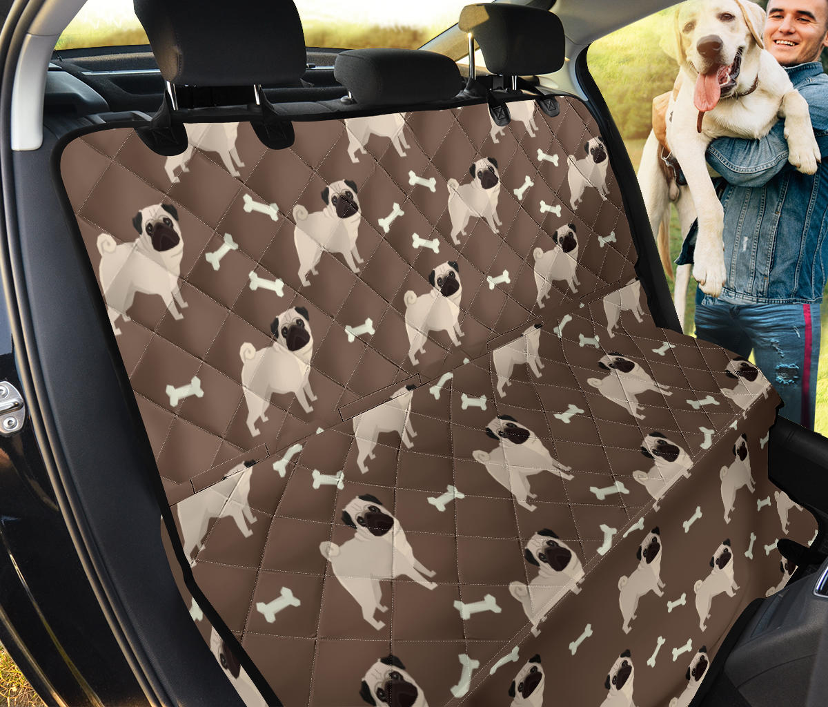 Pug Pattern Print Design A02 Rear Dog Car Seat Cover Hammock