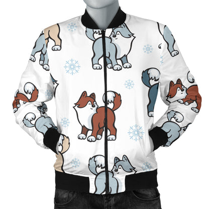 Alaskan Malamute Pattern Print Design 02 Men Bomber Jacket