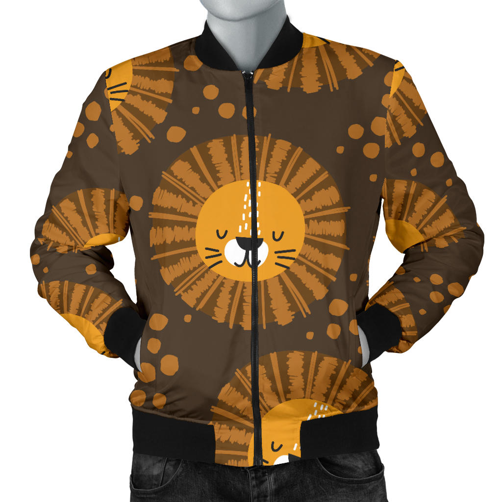 Lion Cartoon Pattern Print Design 01 Men Bomber Jacket
