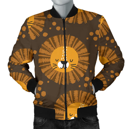 Lion Cartoon Pattern Print Design 01 Men Bomber Jacket