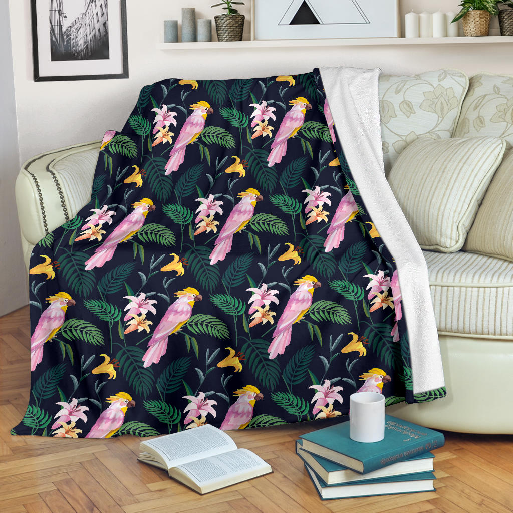 Cockatoo Pattern Print Design 03 Premium Blanket