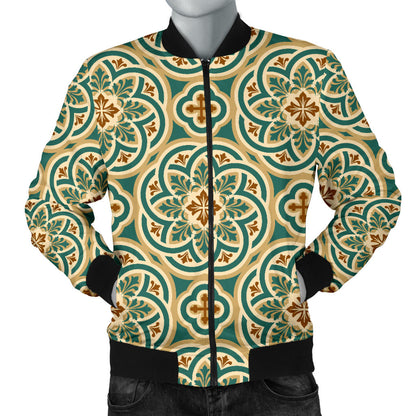 Cross Pattern Print Design 01 Men Bomber Jacket