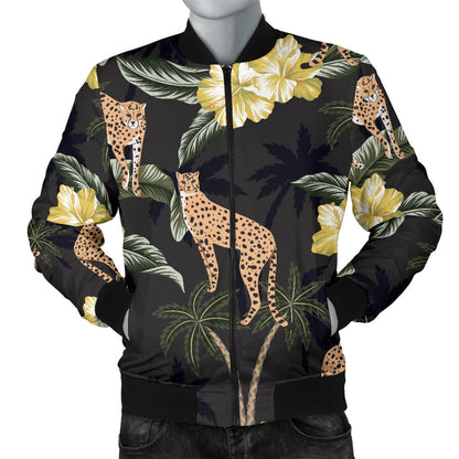 Cheetah Pattern Print Design 04 Men Bomber Jacket