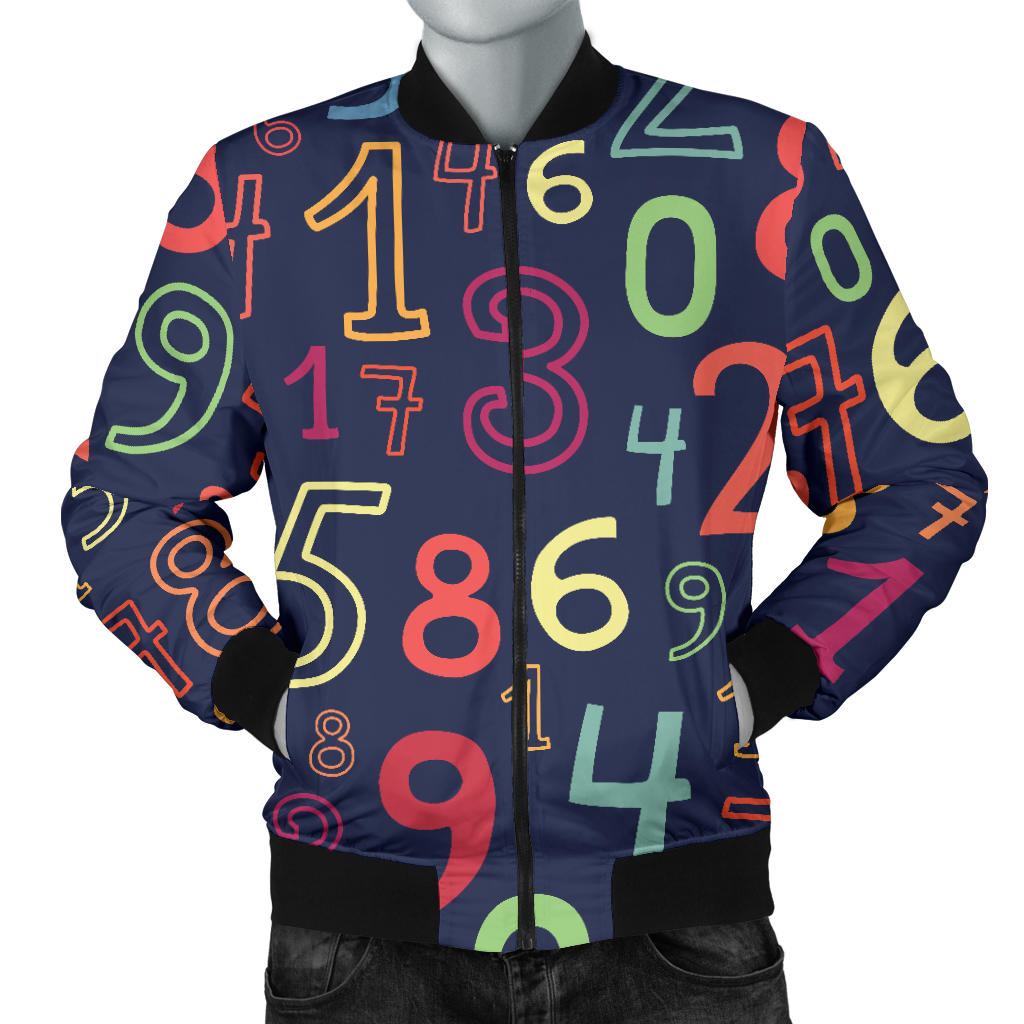 Number Pattern Print Design A01 Men Bomber Jacket