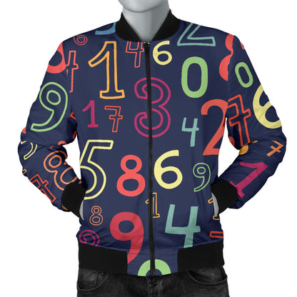 Number Pattern Print Design A01 Men Bomber Jacket