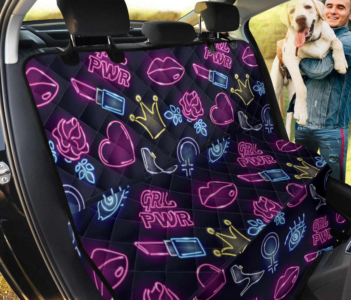 Lipstick Neon Pattern Print Design 02 Rear Dog Car Seat Cover Hammock