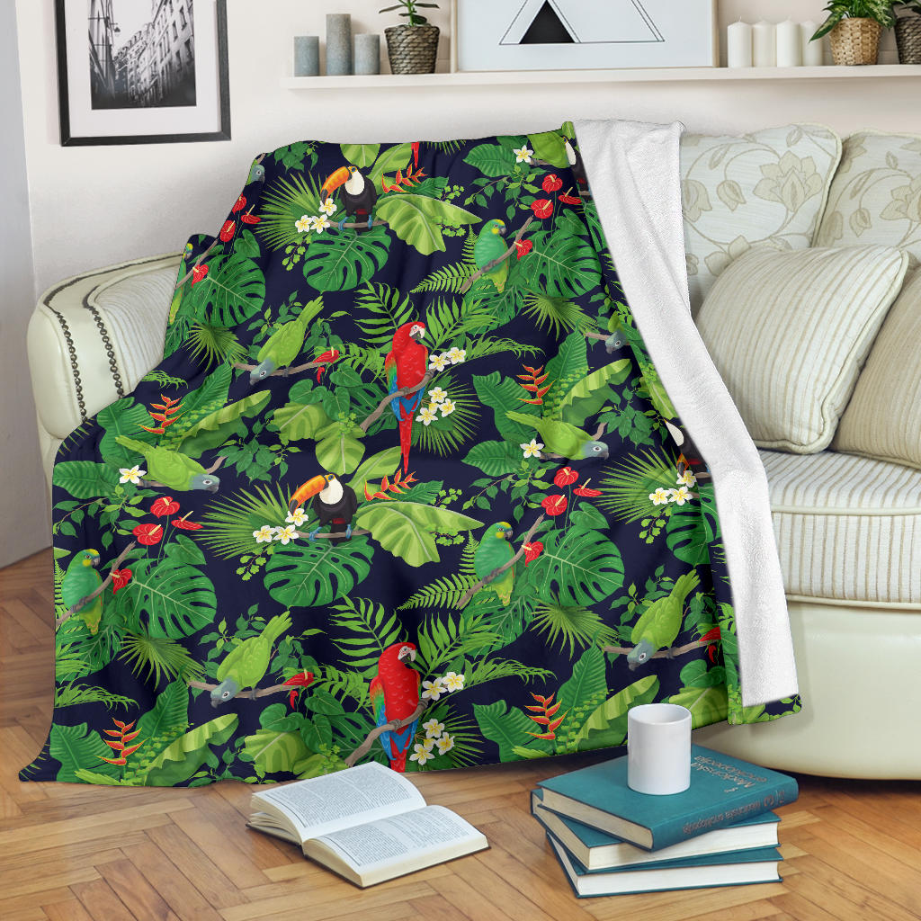 Rainforest Parrot Pattern Print Design A03 Premium Blanket