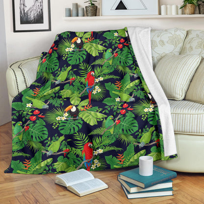 Rainforest Parrot Pattern Print Design A03 Premium Blanket