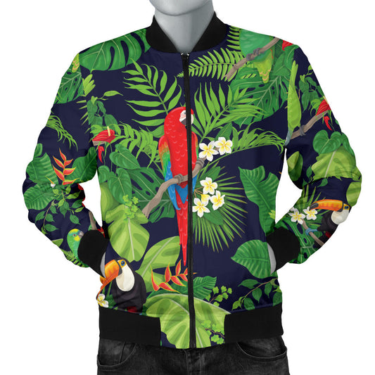 Rainforest Parrot Pattern Print Design A03 Men Bomber Jacket