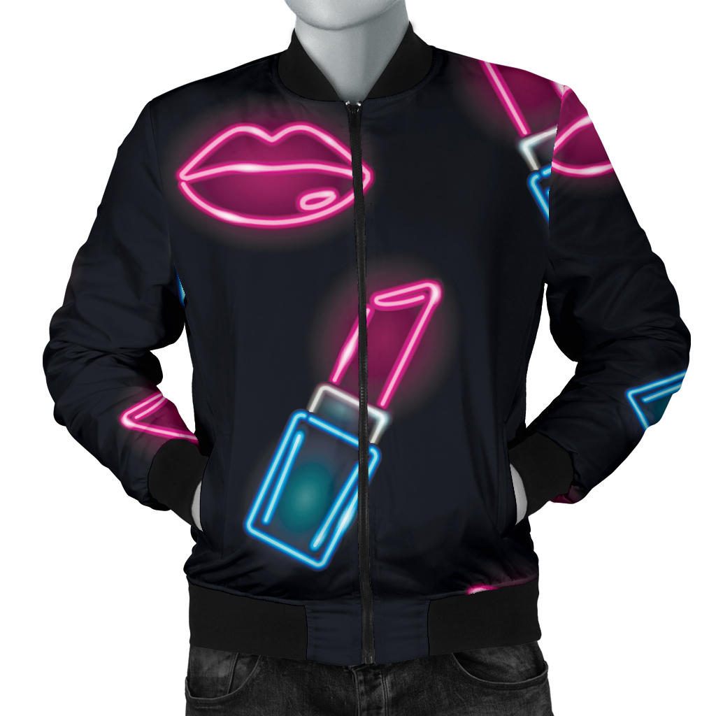 Lipstick Color Neon Pattern Print Design 03 Men Bomber Jacket