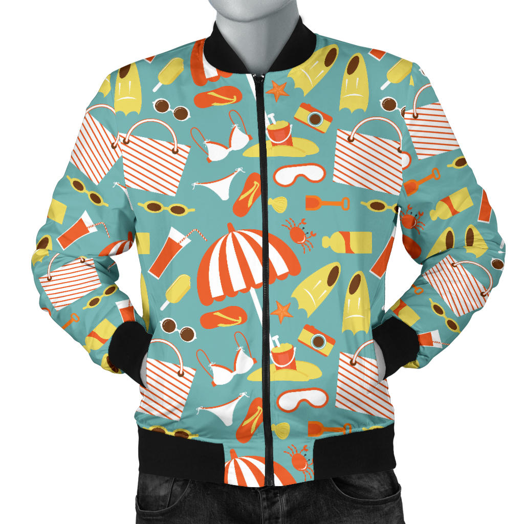 Beach Scene Pattern Print Design 02 Men Bomber Jacket