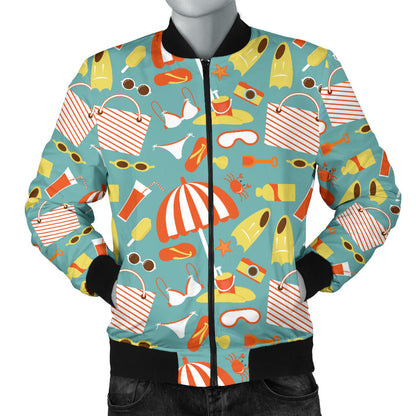 Beach Scene Pattern Print Design 02 Men Bomber Jacket