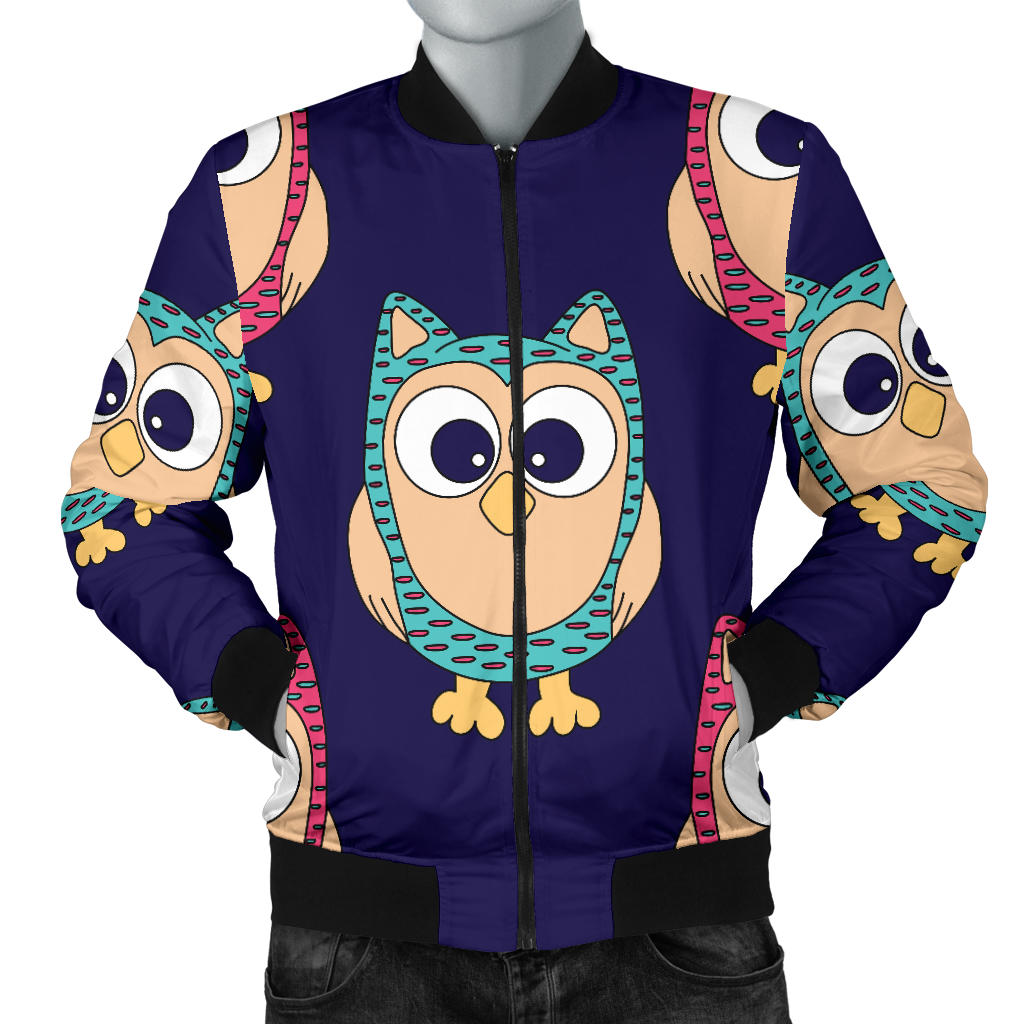 Owl Pattern Print Design A06 Men Bomber Jacket