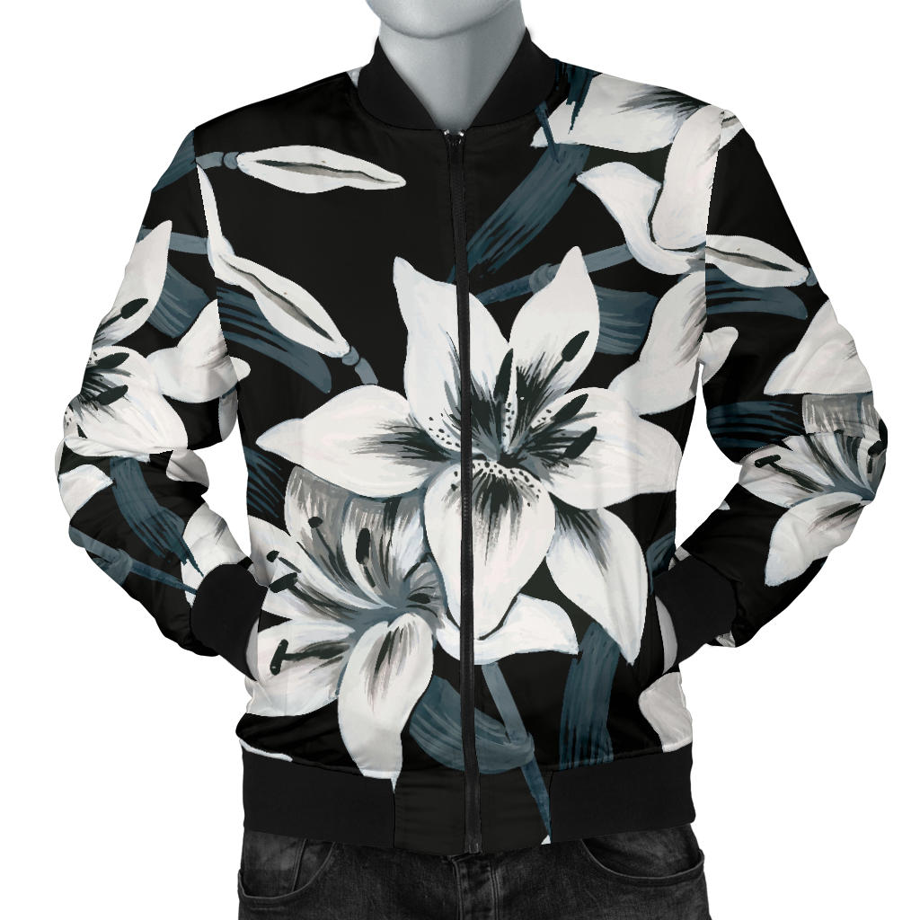 Lily Pattern Print Design 03 Men Bomber Jacket