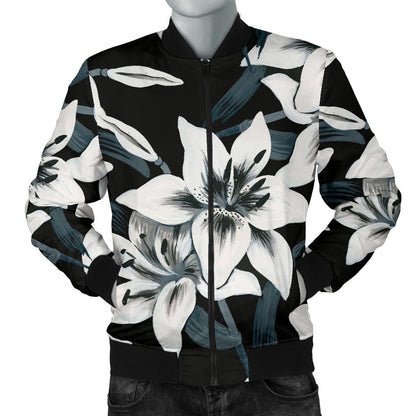 Lily Pattern Print Design 03 Men Bomber Jacket