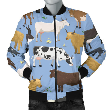 Cattle Pattern Print Design 02 Men Bomber Jacket