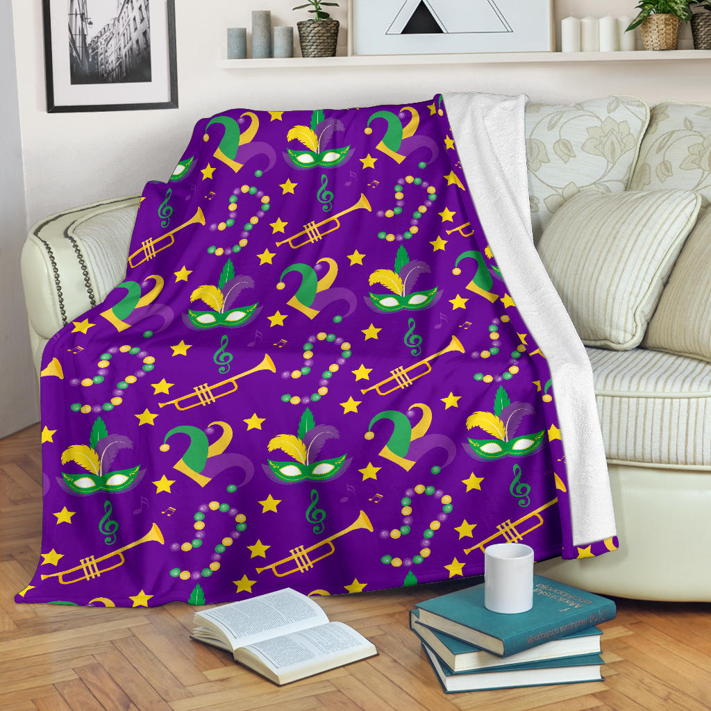 Mardi Gras Pattern Print Design 06 Premium Blanket