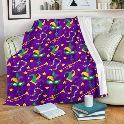 Mardi Gras Pattern Print Design 06 Premium Blanket