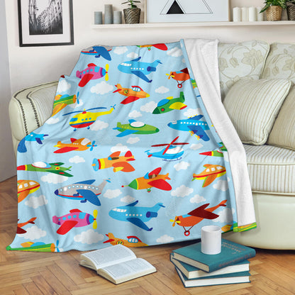 Airplane Colorful Pattern Print Design 01 Premium Blanket